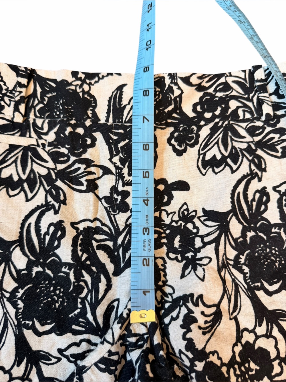 Ann Taylor Loft Cream Black Floral Linen Blend Chino Shorts Women’s Sz 2 - Picture 10 of 11